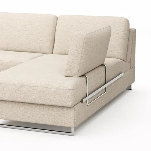 Ecksofa Nuoro - 2-Sitzer mit Longchair rechts inkl. Schlaffunktion und Bettkasten, Stoff, Beige