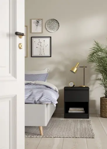 Nachtkonsole- B ca. 41 cm, Schwarz, Matt