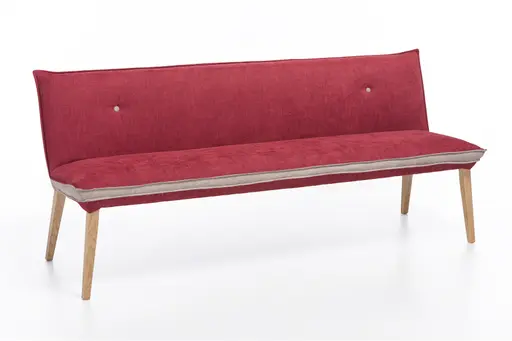 Polsterbank - Breite ca. 199 cm, Stoff, Innen Rot, Außen Camel