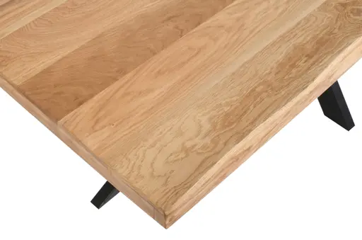 Esstisch - LB ca. 180x90 cm, Eiche massiv geölt, Baumkante, Schwarz