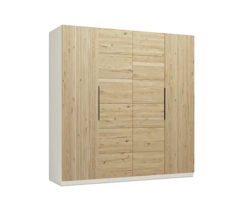 Drehtürenschrank- B ca. 200 cm, Kaschmir, Matt, Eiche, Massiv, Geölt