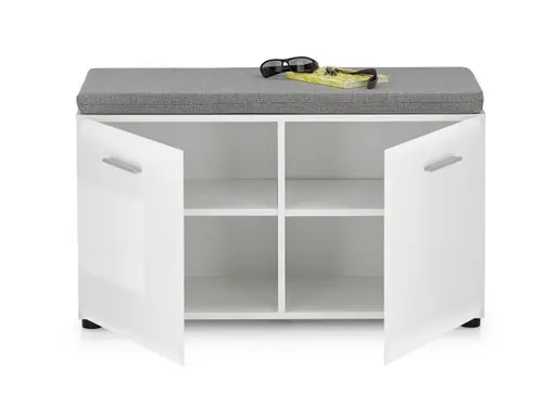 Schuhbank- Weiß, Weiß, Hochglanz