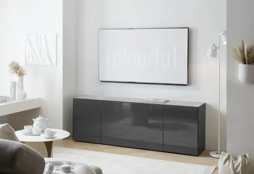 Lowboard - B ca. 181 cm, Anthrazit, Keramikoptik