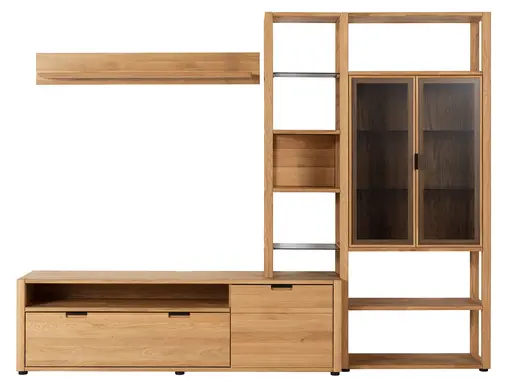 Wohnwand Elara - Eiche massiv, legno geölt