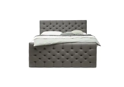 Boxspringbett SANDRIN E- Liegefläche ca. 180x200 cm, Stoff, Dunkelgrau, inkl. Stauraum und Fußteil