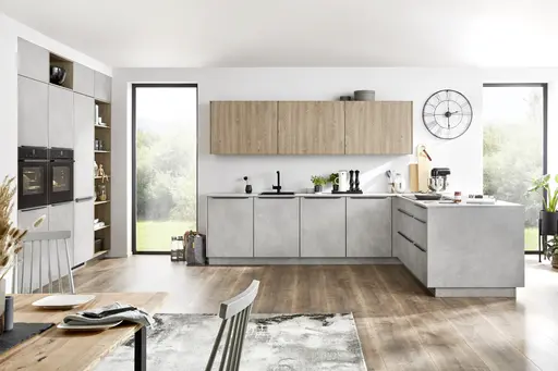 L-Küche EM Stone Art 4 323, Basalt Taupegrau