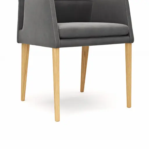 Armlehnstuhl Carry - Leder, Dunkelgrau