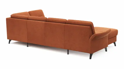 Wohnlandschaft Almyra - Longchair links, 2,5-Sitzer, Ottomane rechts, Stoff, Kupfer