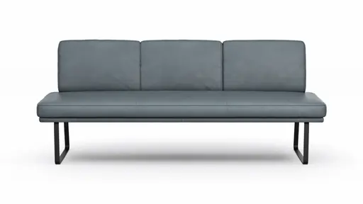 Bank Valloni - B ca. 221 cm, mit Rückenlehne, Leder, Hellblau