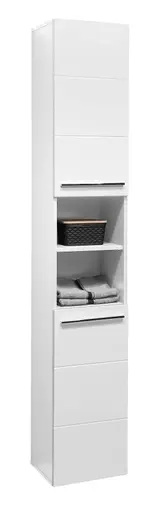 Hochschrank- B ca. 34 cm, Weiß Matt, Weiß Hochglanz