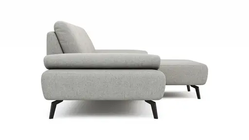 Ecksofa Theodor - 2-Sitzer mit Longchair rechts, Armlehne/Sitztiefe verstellbar, Stoff, Beige