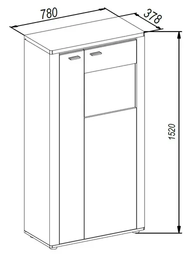 Highboard - mit Beleuchtung, B ca. 78 cm, Eiche Nachbildung, Eiche dunkel Nachbildung