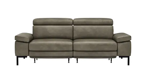 Sofa Hudson - 3-Sitzer, inkl. Relaxfunktion (motorisch) und Kopfteil/Armlehnen verstellbar, Leder, Braungrün