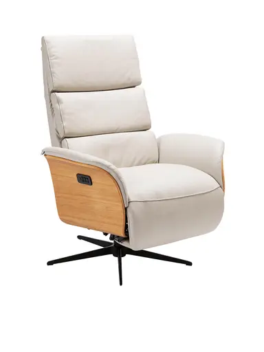 Relaxsessel Amila - Größe L, inkl. 4-motorischer Relaxfunktion und Aufstehhilfe, Leder, Silbergrau