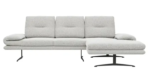 Ecksofa Lucero 2.0 - 2-Sitzer mit Longchair rechts inkl. Rückenlehne verstellbar, Stoff, Offwhite