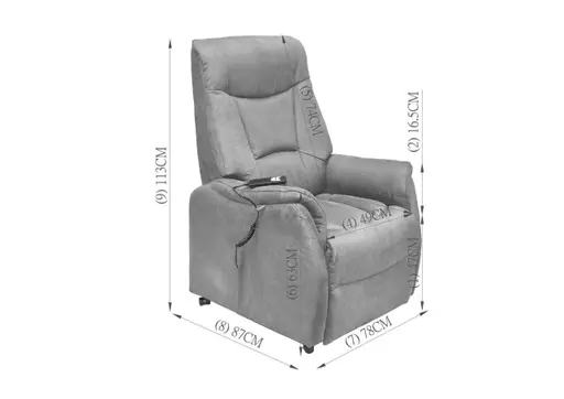 TV-Sessel MALEK - Aufstehhilfe, Relaxfunktion, Kopfteilverstellung, Stoff, Braun