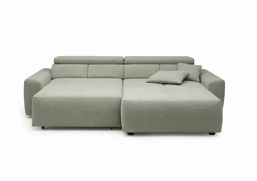 Ecksofa JYTTE - Sofa 2-sitzig mit Longchair rechts, Stoff, Lindgrün