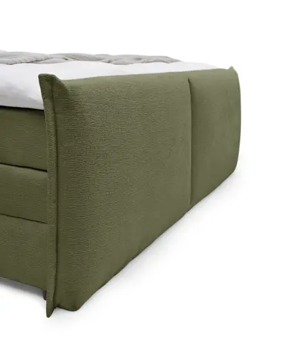 Boxspringbett SANDRIN L - Liegefläche ca. 180x200 cm, Stoff, Olivgrün, inkl. Stauraum und Fußteil