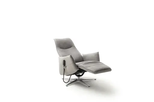 Relaxsessel Marsala - inklusive motorischer Verstellung, Leder, Grau, Stoff, Grau