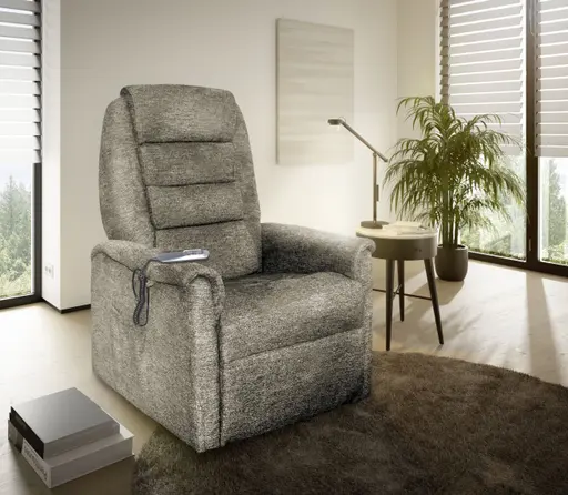 TV-Sessel MYRON - Aufstehhilfe, Relaxfunktion, Kopfteilverstellung, Stoff, Braun