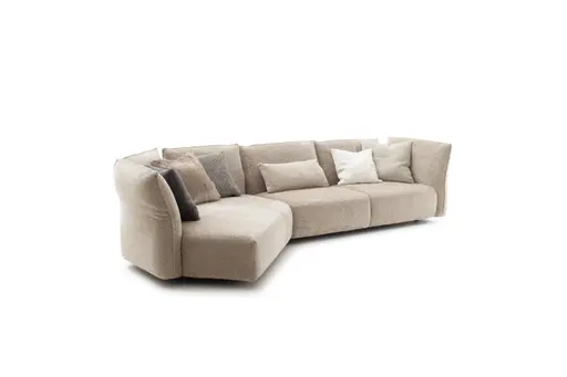 Trapezsofa Motone - Ecke links mit 2-Sitzer, Stoff, Beige