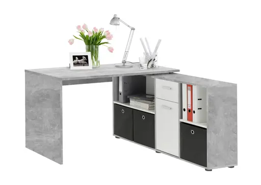 Schreibtisch- LB ca. 136x67 cm, Beton, Weiß