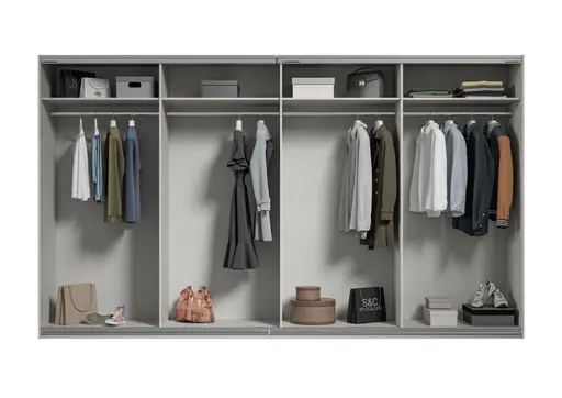 Schwebetürenschrank RIKK- B ca. 361 cm, Champagner, Spiegel