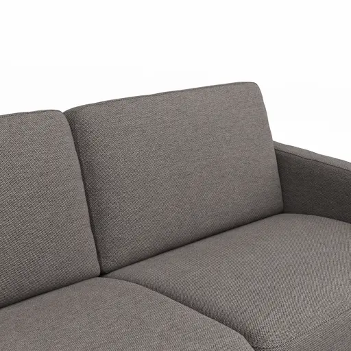 Ecksofa Nuoro - Longchair links mit 2-Sitzer inkl. Schlaffunktion und Bettkasten, Stoff, Grau