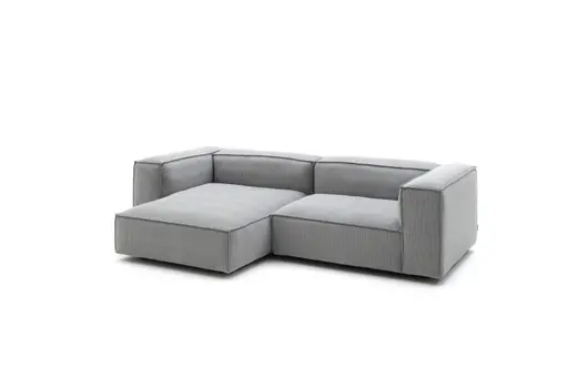 Ecksofa Aki - Longchair links, 1,5-Sitzer, Stoff, Hellgrau