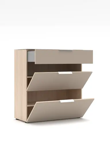 Schuhschrank - B ca. 90 cm, Riva Eiche Nachbildung, Kaschmir