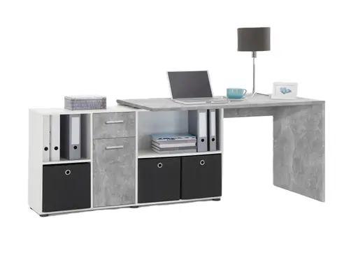 Schreibtisch- LB ca. 136x67 cm, Beton, Weiß