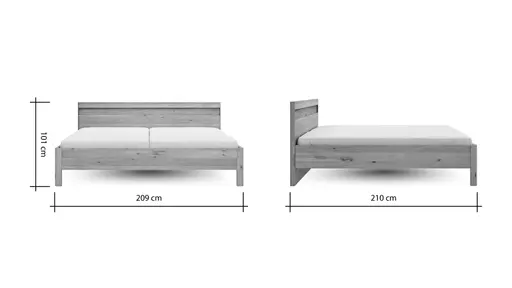 Bett Viana - Liegefläche ca. 200x200 cm, Furnier, Balkeneiche