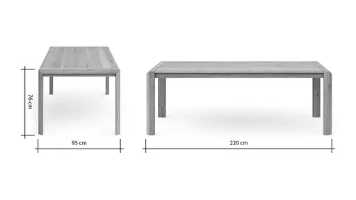 Esstisch Middleton - ausziehbar, LB ca. 220x95 cm, Astbuche massiv