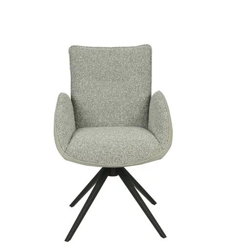 Armlehnstuhl MAURA - drehbar, Stoff, Silberfarben, Latte Macchiato