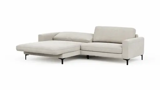 Ecksofa Oviedo - Longchair links mit 1,5-Sitzer inkl. Relaxfunktion (motorisch), Stoff, Natur