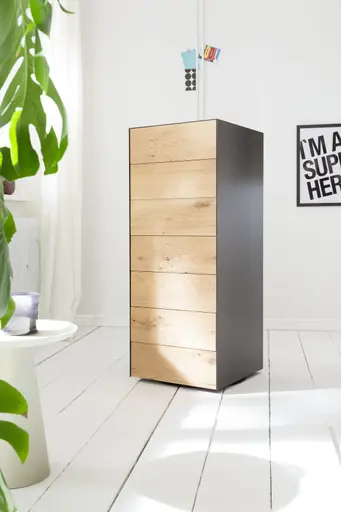 Kommode Jan - Wildeiche massiv, Metall