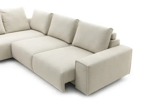 Ecksofa Sorano - Ecke links, 2-Sitzer, inkl. Relaxfunktion und motorischen Sitzvorzug, Stoff, Graubeige