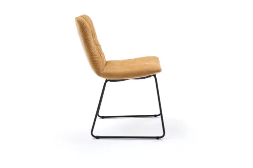 Stuhl Pelle - Stoff, Orange, Kufen, Schwarzgrau