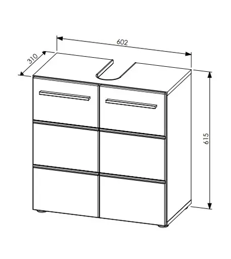 Waschbeckenunterschrank- B ca. 60 cm, Vintage Holz, Schwarz, Matt, Tiefzieh