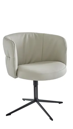 Armlehnstuhl Milana - drehbar, Leder, Offwhite