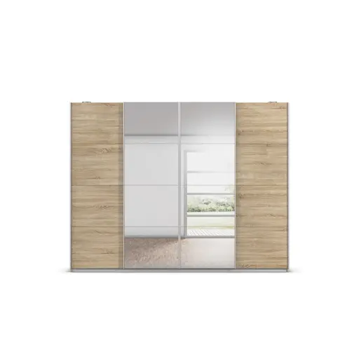 Schwebetürenschrank- B ca. 271 cm, Eiche Dekor, Spiegel