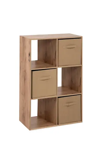 Regal - inkl. Stoffboxen, B ca. 60 cm, Artisan Eiche Nachbildung, Beige
