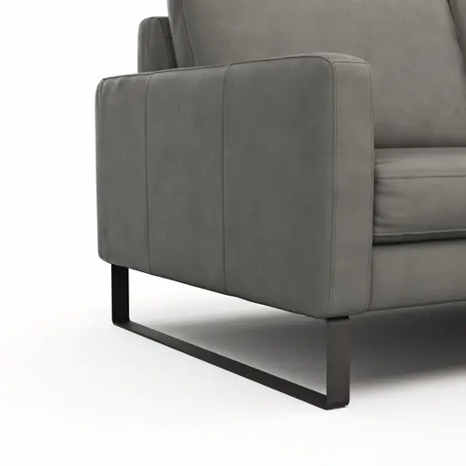 Sofa Enna - 3-Sitzer, Leder, Grau