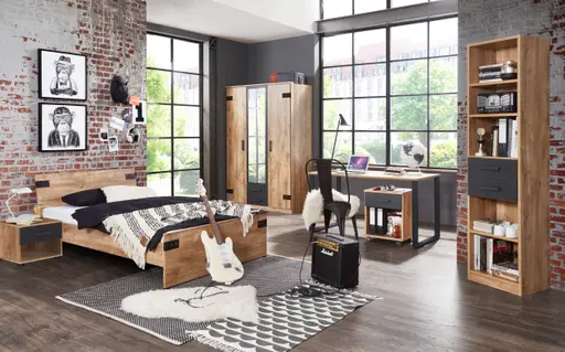 Schreibtisch- LB ca. 140x70 cm, Eiche Dekor, Graphit