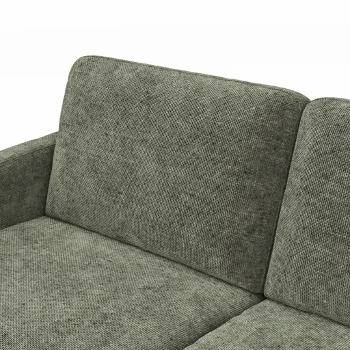 Ecksofa Enna - 3-Sitzer mit Longchair rechts, Armlehne A, Stoff, Olivgrün