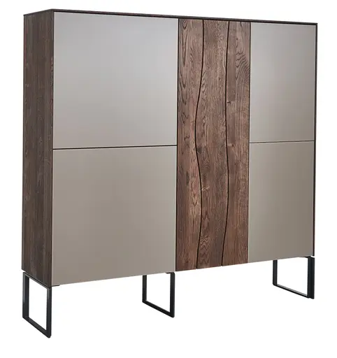 Highboard Mileto - Asteiche massiv gebürstet, Tabak geölt