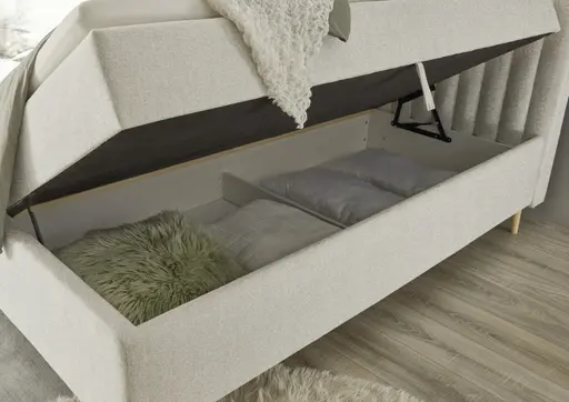 Boxbett - Liegefläche ca. 180x200 cm, Stoff, Beige