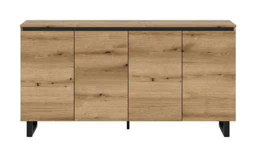 Sideboard - B ca. 160 cm, Evoke Eiche Nachbildung, Schwarz