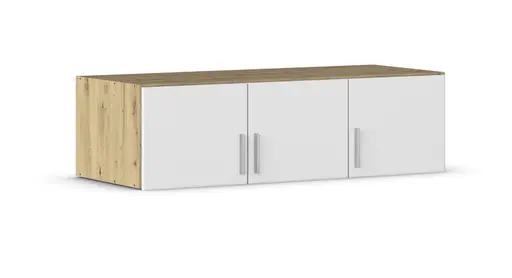 Schrankaufsatz REXY MATT- B 136 cm, Eiche Dekor, Weiß