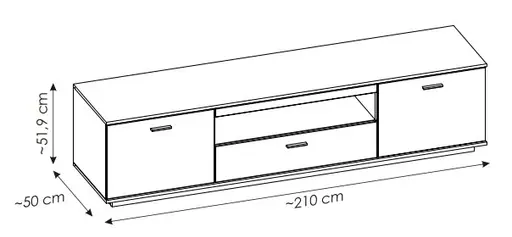 TV-Lowboard - B ca. 210 cm, Alpinweiß, Viking Eiche Nachbildung